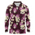 Pink Tropical Hawaii Long Sleeve Polo Shirt Seamless Monstera Plumeria Hawaiian Pattern - Polynesian Pride