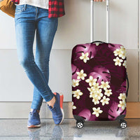 Pink Tropical Hawaii Luggage Cover Seamless Monstera Plumeria Hawaiian Pattern - Polynesian Pride