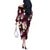 Pink Tropical Hawaii Off The Shoulder Long Sleeve Dress Seamless Monstera Plumeria Hawaiian Pattern - Polynesian Pride