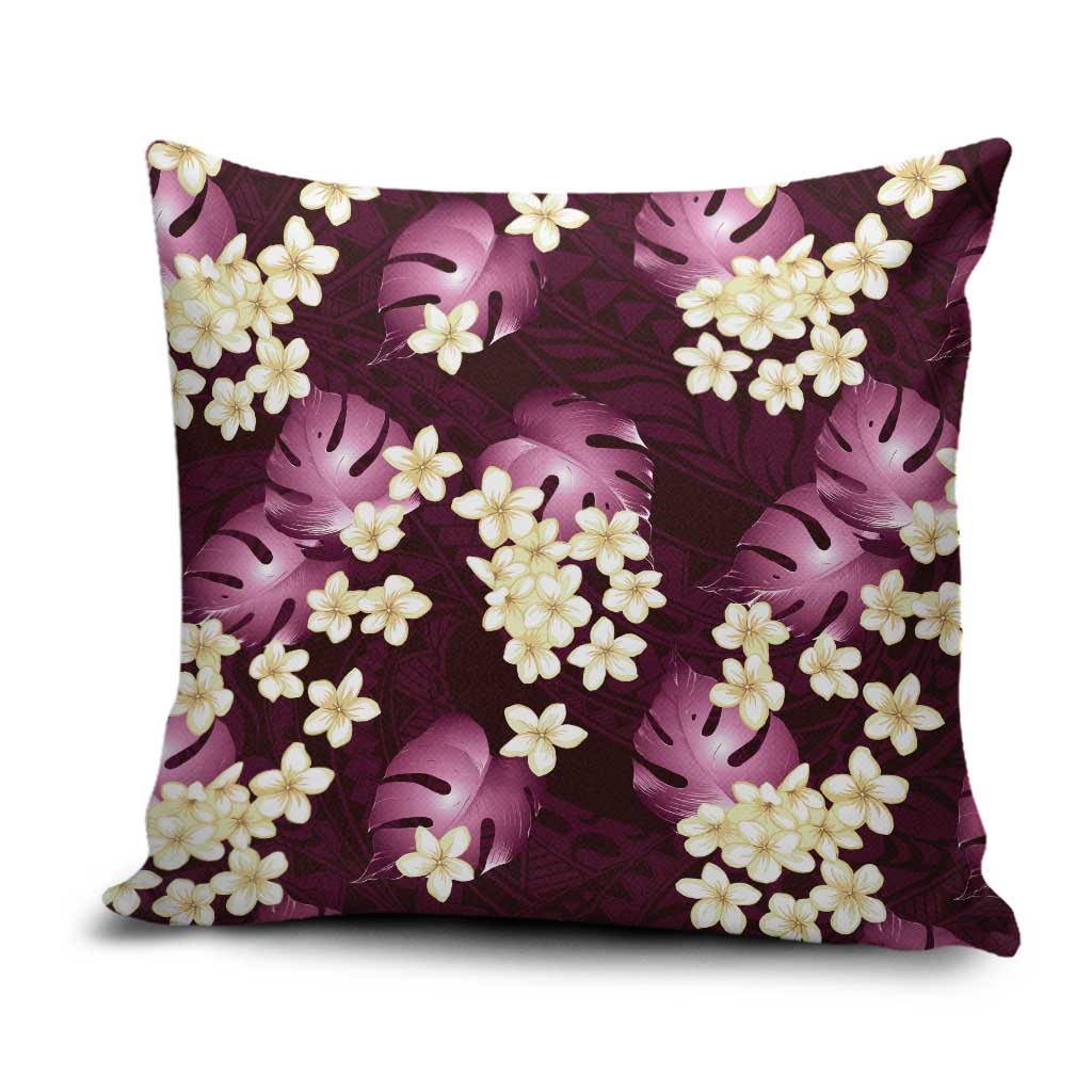 Pink Tropical Hawaii Pillow Cover Seamless Monstera Plumeria Hawaiian Pattern - Polynesian Pride