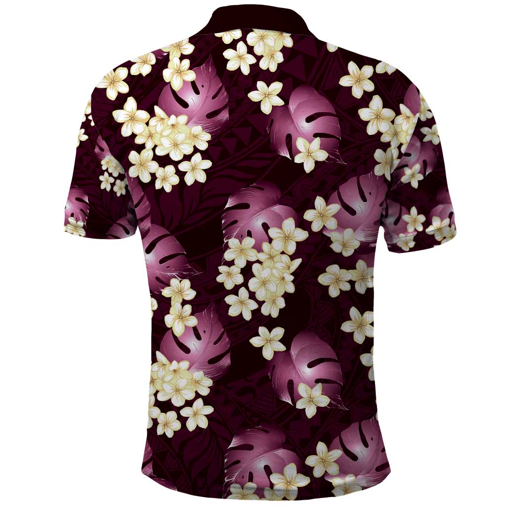 Pink Tropical Hawaii Polo Shirt Seamless Monstera Plumeria Hawaiian Pattern - Polynesian Pride