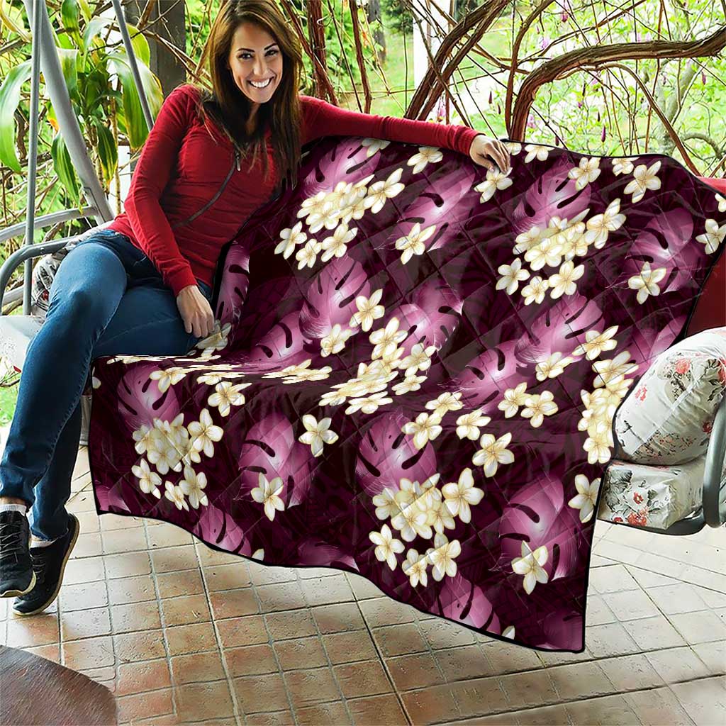 Pink Tropical Hawaii Quilt Seamless Monstera Plumeria Hawaiian Pattern - Polynesian Pride