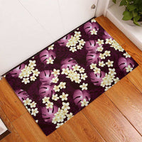 Pink Tropical Hawaii Rubber Doormat Seamless Monstera Plumeria Hawaiian Pattern - Polynesian Pride