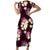 Pink Tropical Hawaii Short Sleeve Bodycon Dress Seamless Monstera Plumeria Hawaiian Pattern - Polynesian Pride