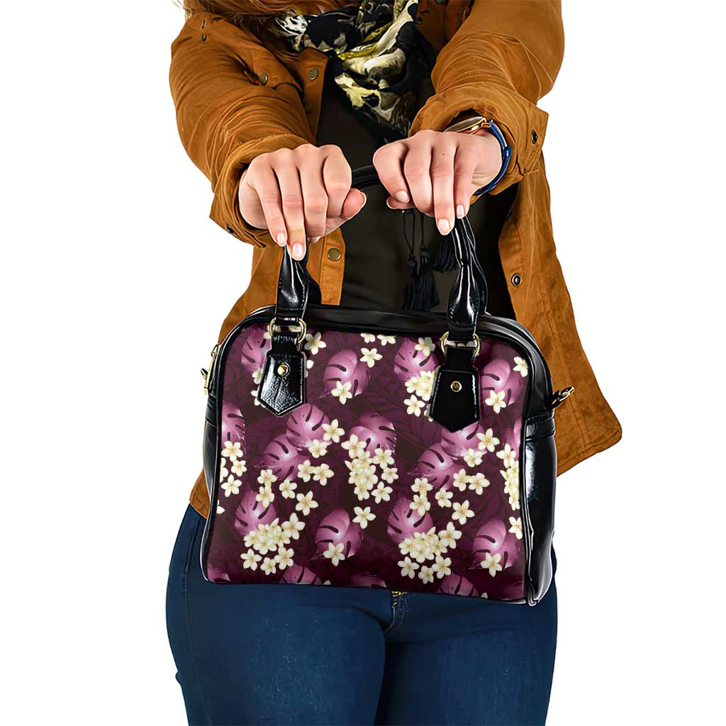 Pink Tropical Hawaii Shoulder Handbag Seamless Monstera Plumeria Hawaiian Pattern - Polynesian Pride