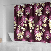 Pink Tropical Hawaii Shower Curtain Seamless Monstera Plumeria Hawaiian Pattern - Polynesian Pride