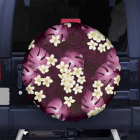 Pink Tropical Hawaii Spare Tire Cover Seamless Monstera Plumeria Hawaiian Pattern - Polynesian Pride