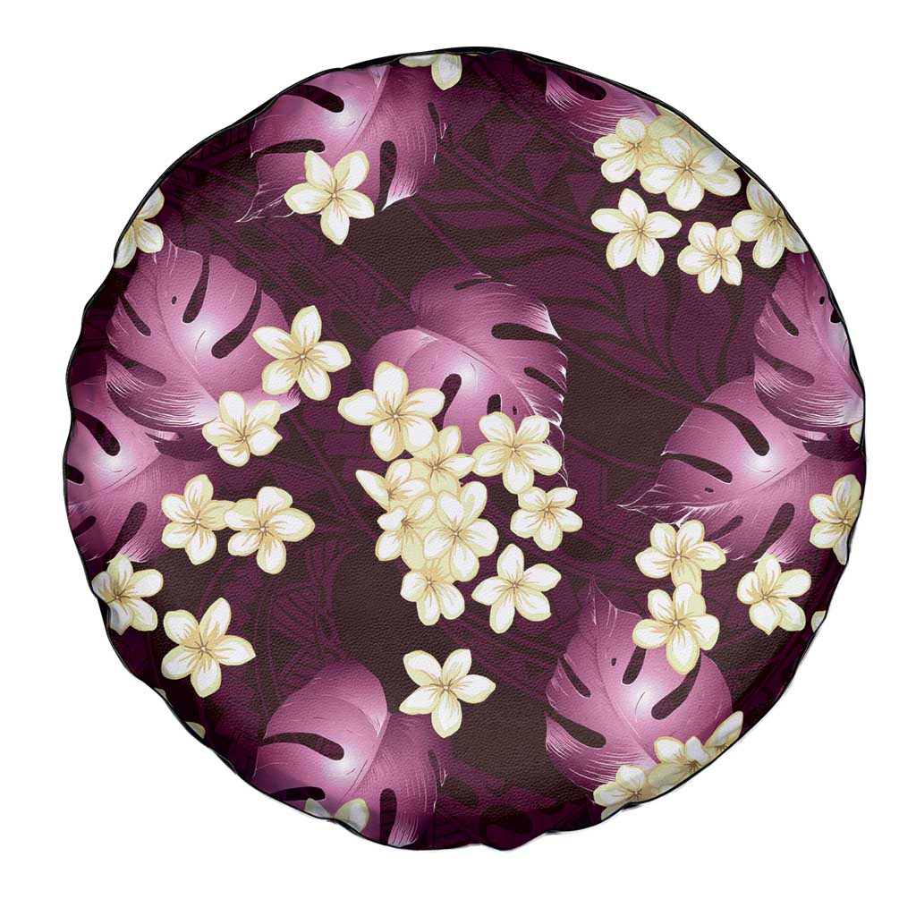 Pink Tropical Hawaii Spare Tire Cover Seamless Monstera Plumeria Hawaiian Pattern - Polynesian Pride