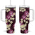 Pink Tropical Hawaii Tumbler With Handle Seamless Monstera Plumeria Hawaiian Pattern - Polynesian Pride