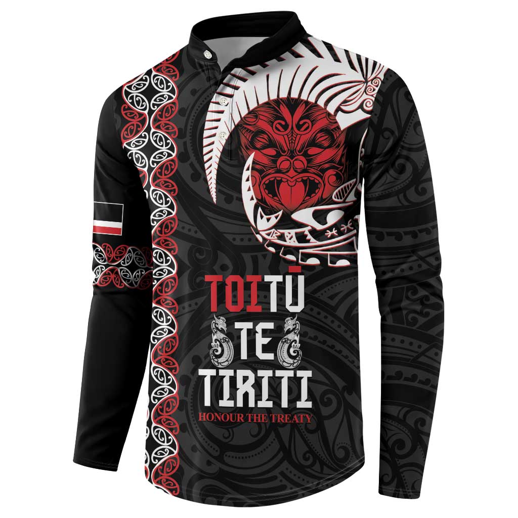 Aotearoa Toitu Te Tiriti Button Sweatshirt Honour The Treaty Maori Haka