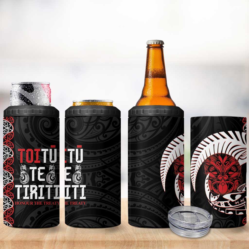 Aotearoa Toitu Te Tiriti 4 in 1 Can Cooler Tumbler Honour The Treaty Maori Haka