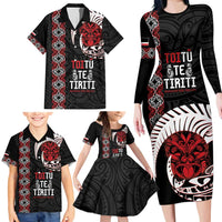 Aotearoa Toitu Te Tiriti Family Matching Long Sleeve Bodycon Dress and Hawaiian Shirt Honour The Treaty Maori Haka