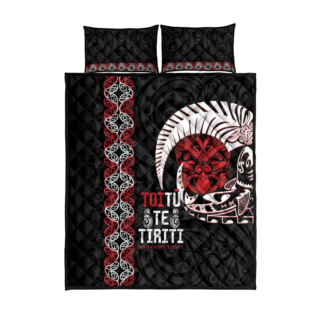 Aotearoa Toitu Te Tiriti Quilt Bed Set Honour The Treaty Maori Haka