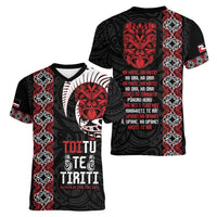 Aotearoa Toitu Te Tiriti Women V-Neck T-Shirt Honour The Treaty Maori Haka