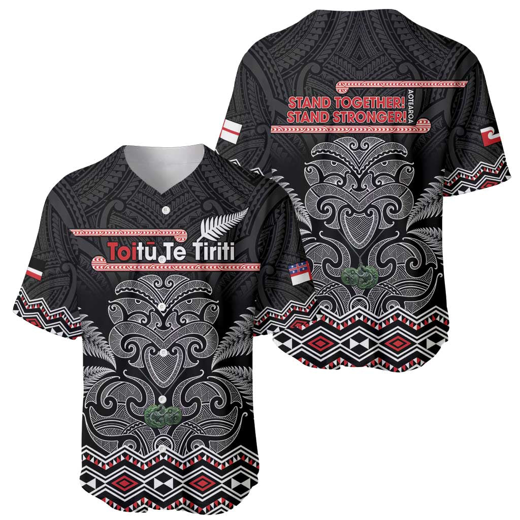 Aotearoa Toitu Te Tiriti Baseball Jersey Stand Together! Stand Stronger! - NZ Tiki LT14 - Polynesian Pride