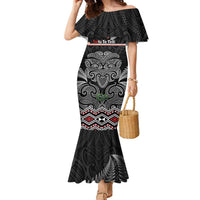 Aotearoa Toitu Te Tiriti Family Matching Mermaid Dress and Hawaiian Shirt Stand Together! Stand Stronger! - NZ Tiki LT14 Mom's Dress Black - Polynesian Pride
