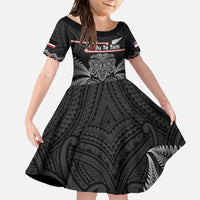 Aotearoa Toitu Te Tiriti Family Matching Tank Maxi Dress and Hawaiian Shirt Stand Together! Stand Stronger! - NZ Tiki LT14 Daughter's Dress Black - Polynesian Pride