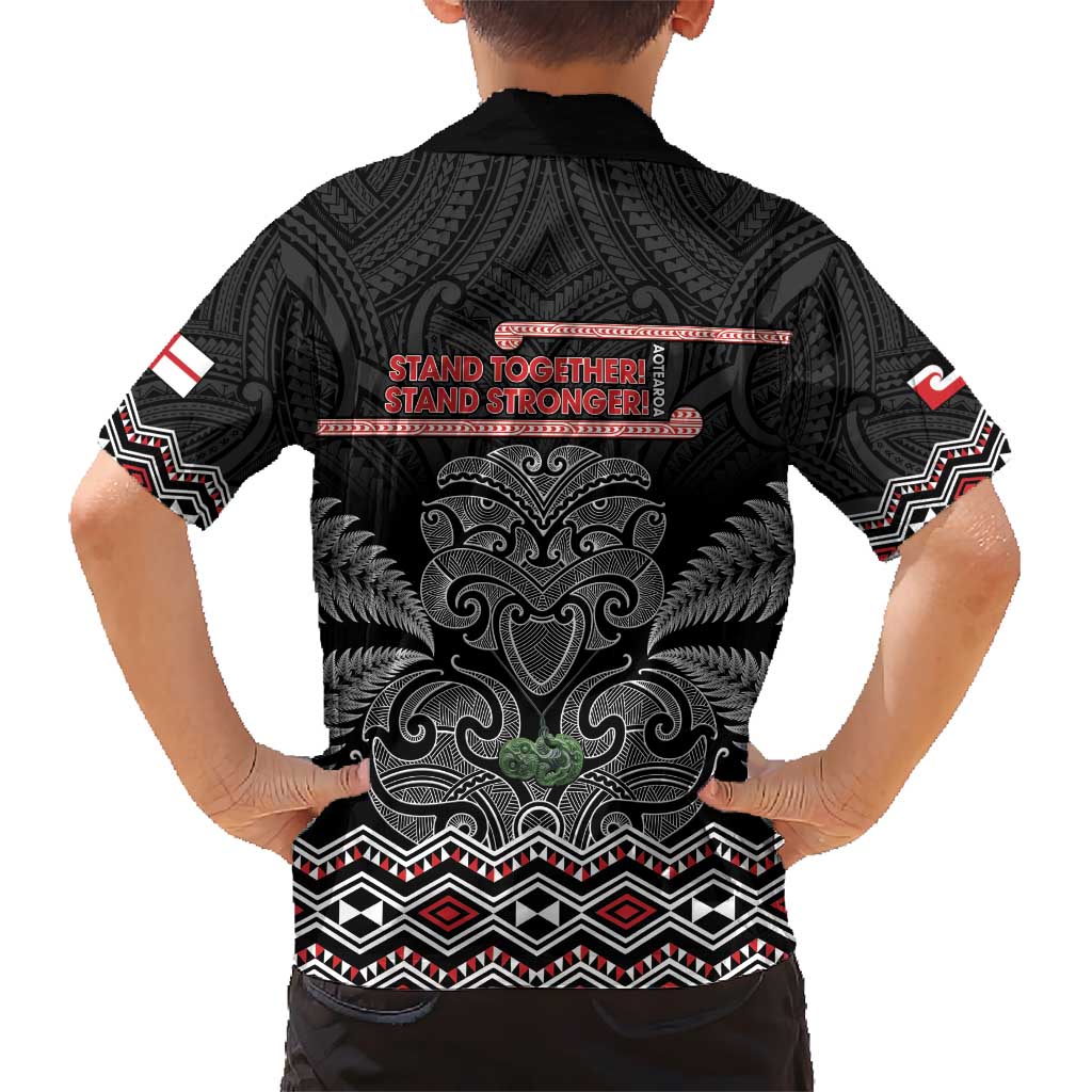 Aotearoa Toitu Te Tiriti Kid Hawaiian Shirt Stand Together! Stand Stronger! - NZ Tiki