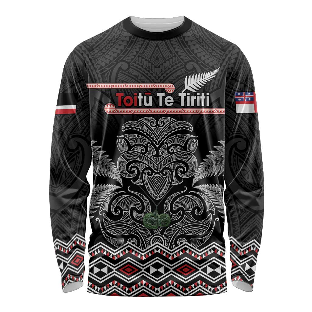 Aotearoa Toitu Te Tiriti Long Sleeve Shirt Stand Together! Stand Stronger! - NZ Tiki LT14 Unisex Black - Polynesian Pride