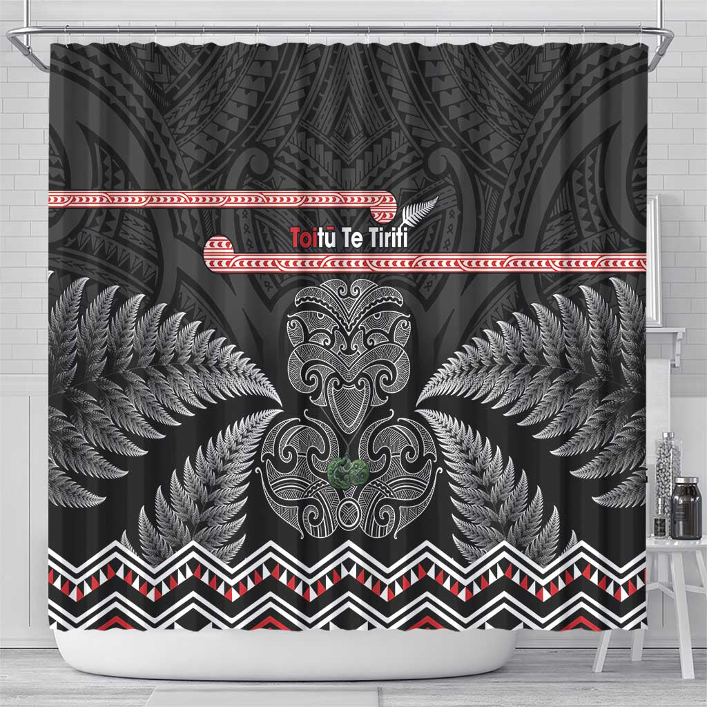 Aotearoa Toitu Te Tiriti Shower Curtain Stand Together! Stand Stronger! - NZ Tiki