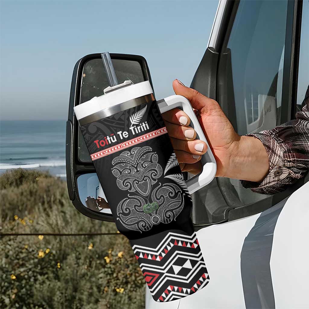 Aotearoa Toitu Te Tiriti Tumbler With Handle Stand Together! Stand Stronger! - NZ Tiki LT14 - Polynesian Pride