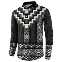 Black Taniko Aotearoa Button Sweatshirt Niho Taniwha Mix Poutama LT14 - Polynesian Pride