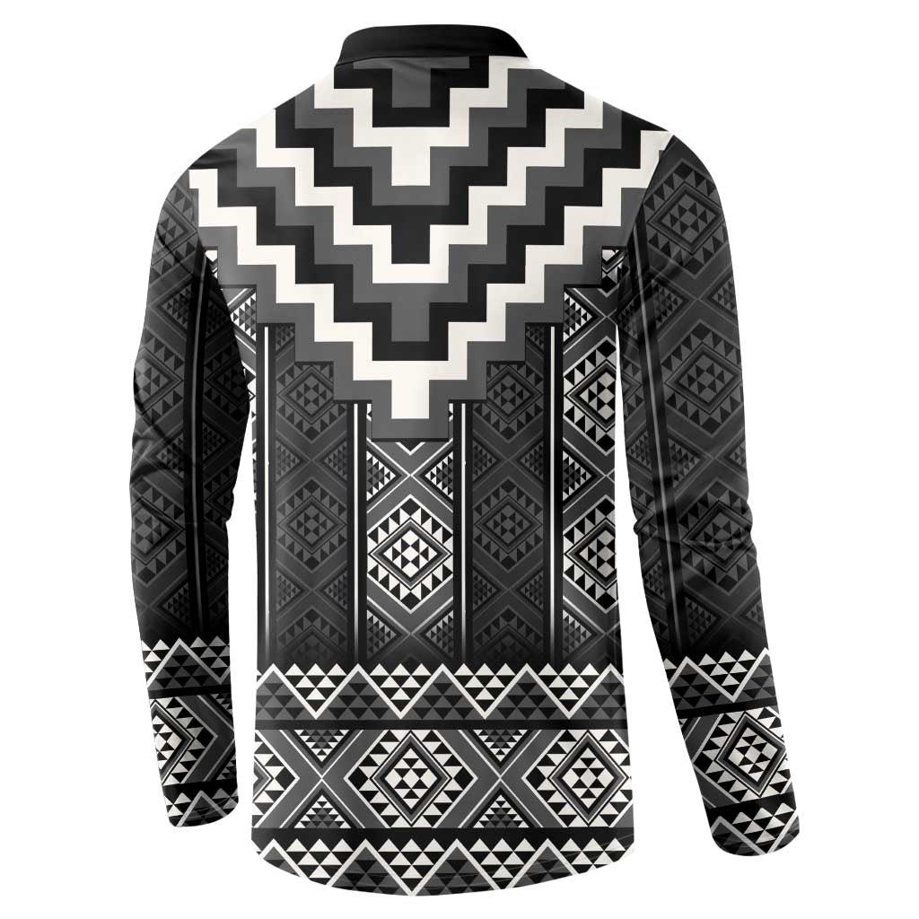 Black Taniko Aotearoa Button Sweatshirt Niho Taniwha Mix Poutama LT14 - Polynesian Pride