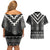 Black Taniko Aotearoa Couples Matching Off Shoulder Short Dress and Hawaiian Shirt Niho Taniwha Mix Poutama LT14