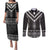 Black Taniko Aotearoa Couples Matching Puletasi and Long Sleeve Button Shirt Niho Taniwha Mix Poutama LT14
