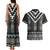 Black Taniko Aotearoa Couples Matching Tank Maxi Dress and Hawaiian Shirt Niho Taniwha Mix Poutama LT14