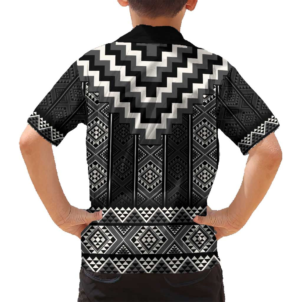 Black Taniko Aotearoa Family Matching Summer Maxi Dress and Hawaiian Shirt Niho Taniwha Mix Poutama LT14 - Polynesian Pride