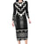 Black Taniko Aotearoa Long Sleeve Bodycon Dress Niho Taniwha Mix Poutama LT14