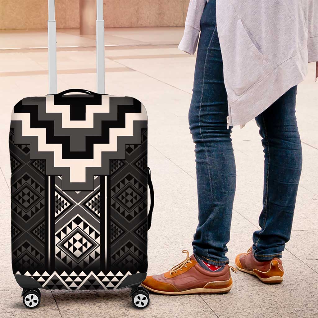 Black Taniko Aotearoa Luggage Cover Niho Taniwha Mix Poutama LT14 Black - Polynesian Pride