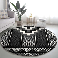 Black Taniko Aotearoa Round Carpet Niho Taniwha Mix Poutama LT14 - Polynesian Pride