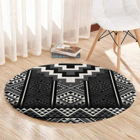 Black Taniko Aotearoa Round Carpet Niho Taniwha Mix Poutama LT14 - Polynesian Pride