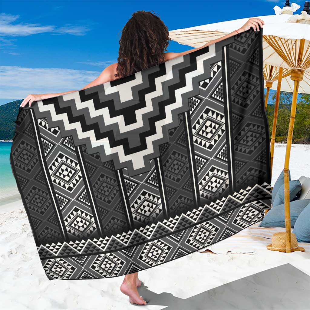 Black Taniko Aotearoa Sarong Niho Taniwha Mix Poutama LT14 One Size 44 x 66 inches Black - Polynesian Pride