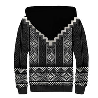 Black Taniko Aotearoa Sherpa Hoodie Niho Taniwha Mix Poutama LT14