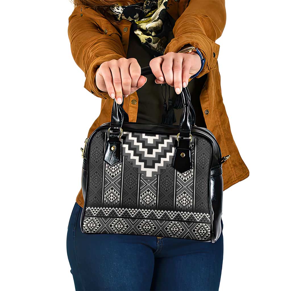 Black Taniko Aotearoa Shoulder Handbag Niho Taniwha Mix Poutama LT14 One Size Black - Polynesian Pride
