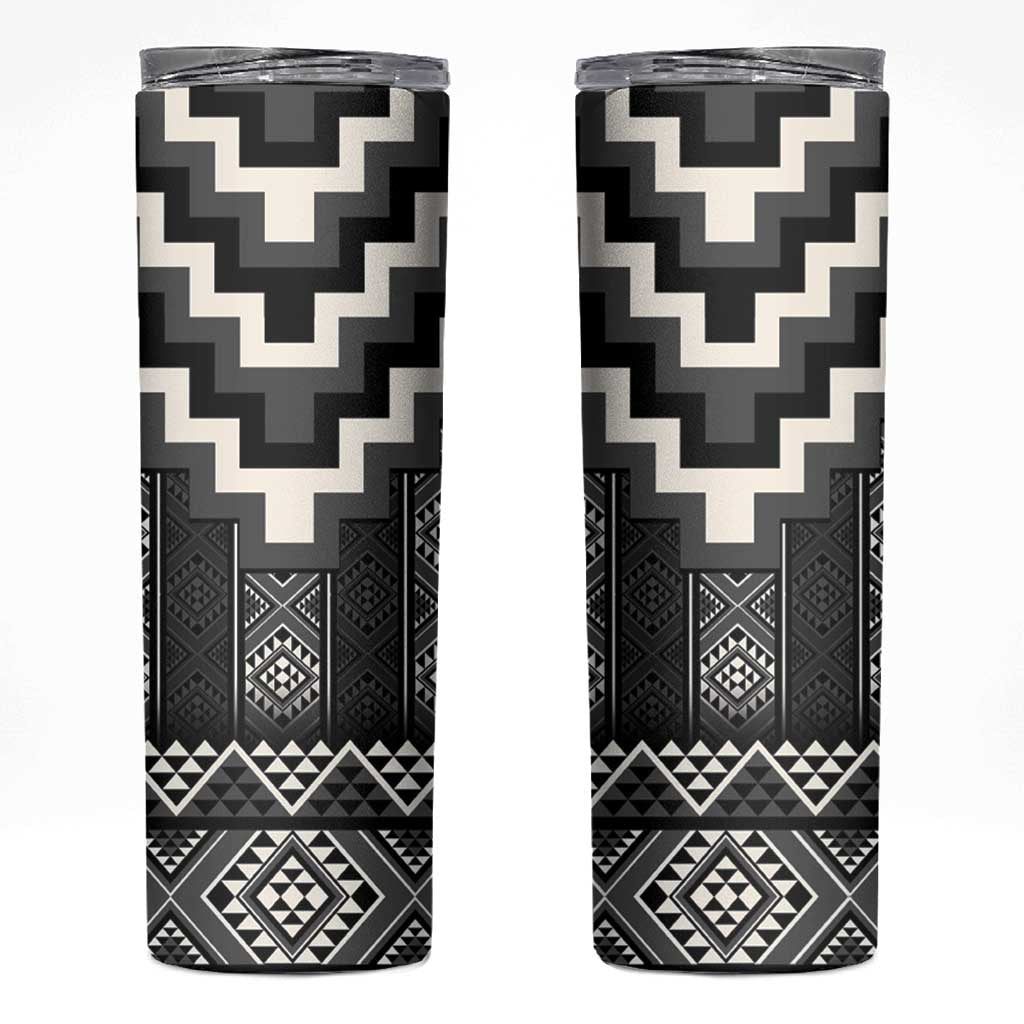 Black Taniko Aotearoa Skinny Tumbler Niho Taniwha Mix Poutama LT14