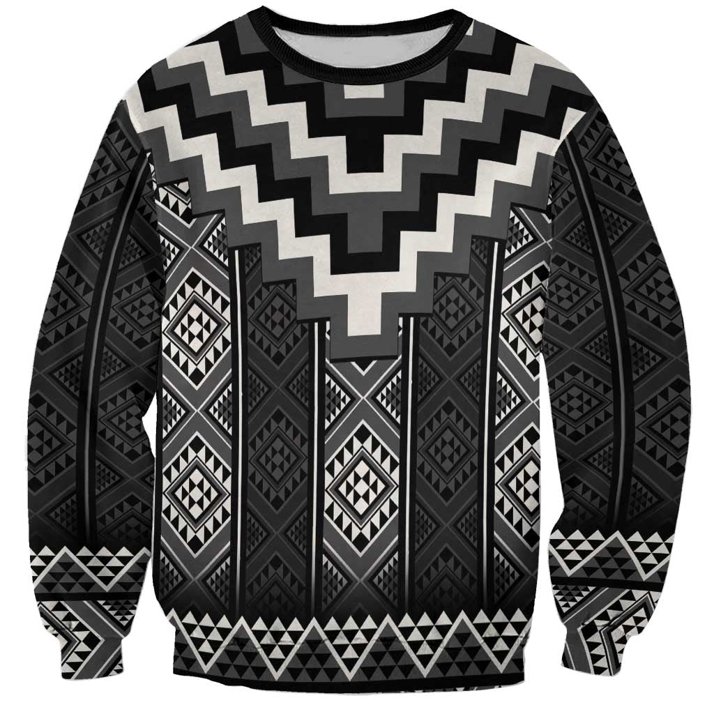 Black Taniko Aotearoa Sweatshirt Niho Taniwha Mix Poutama LT14