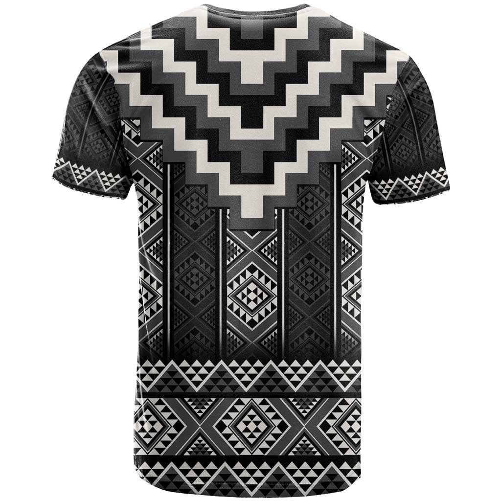 Black Taniko Aotearoa T Shirt Niho Taniwha Mix Poutama LT14