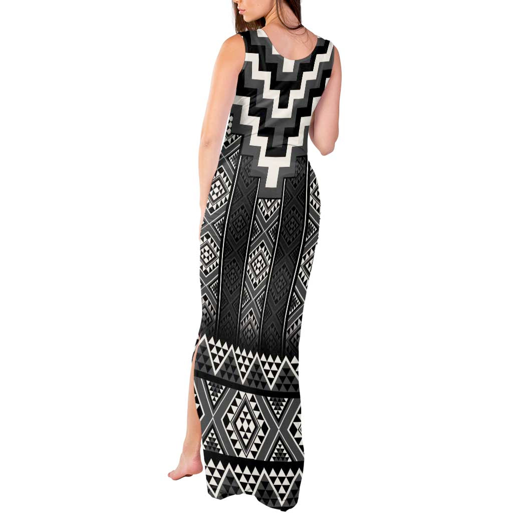 Black Taniko Aotearoa Tank Maxi Dress Niho Taniwha Mix Poutama LT14 - Polynesian Pride