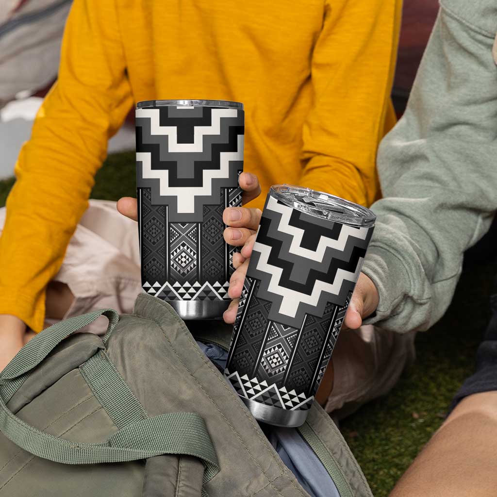 Black Taniko Aotearoa Tumbler Cup Niho Taniwha Mix Poutama LT14