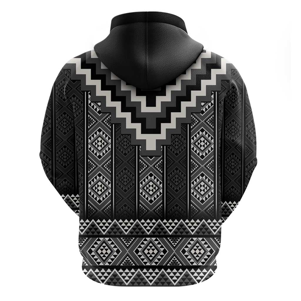 Black Taniko Aotearoa Zip Hoodie Niho Taniwha Mix Poutama LT14 - Polynesian Pride