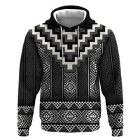 Black Taniko Aotearoa Zip Hoodie Niho Taniwha Mix Poutama LT14 Pullover Hoodie Black - Polynesian Pride