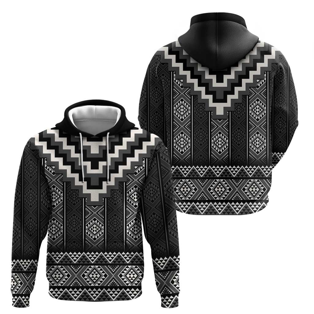 Black Taniko Aotearoa Zip Hoodie Niho Taniwha Mix Poutama LT14 - Polynesian Pride