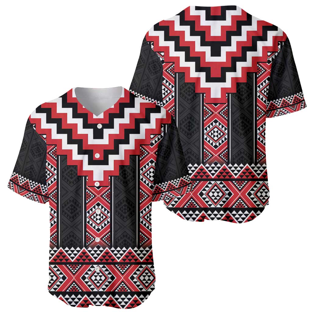 Red Taniko Aotearoa Baseball Jersey Niho Taniwha Mix Poutama LT14 - Polynesian Pride