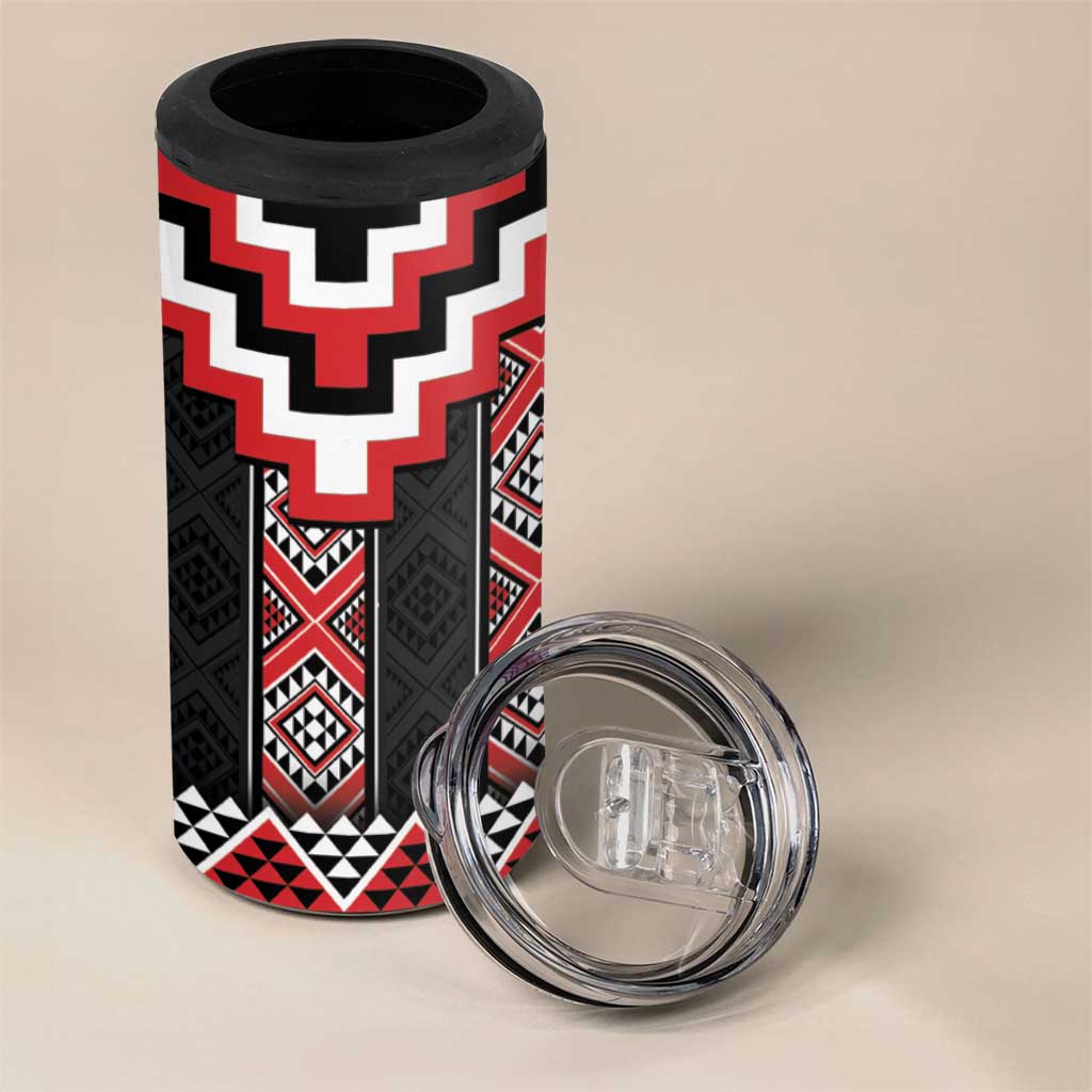 Red Taniko Aotearoa 4 in 1 Can Cooler Tumbler Niho Taniwha Mix Poutama LT14