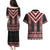 Red Taniko Aotearoa Couples Matching Puletasi and Hawaiian Shirt Niho Taniwha Mix Poutama LT14