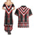 Red Taniko Aotearoa Couples Matching Summer Maxi Dress and Hawaiian Shirt Niho Taniwha Mix Poutama LT14